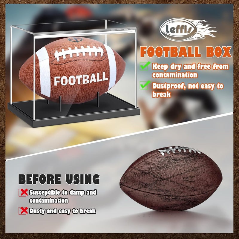Leffis Football Display Case Full Size, Acrylic Football Case Display Clear, UV Protected Football Display Box Case, Football Cases for Autographed Football, No Assembly Required - Image 3